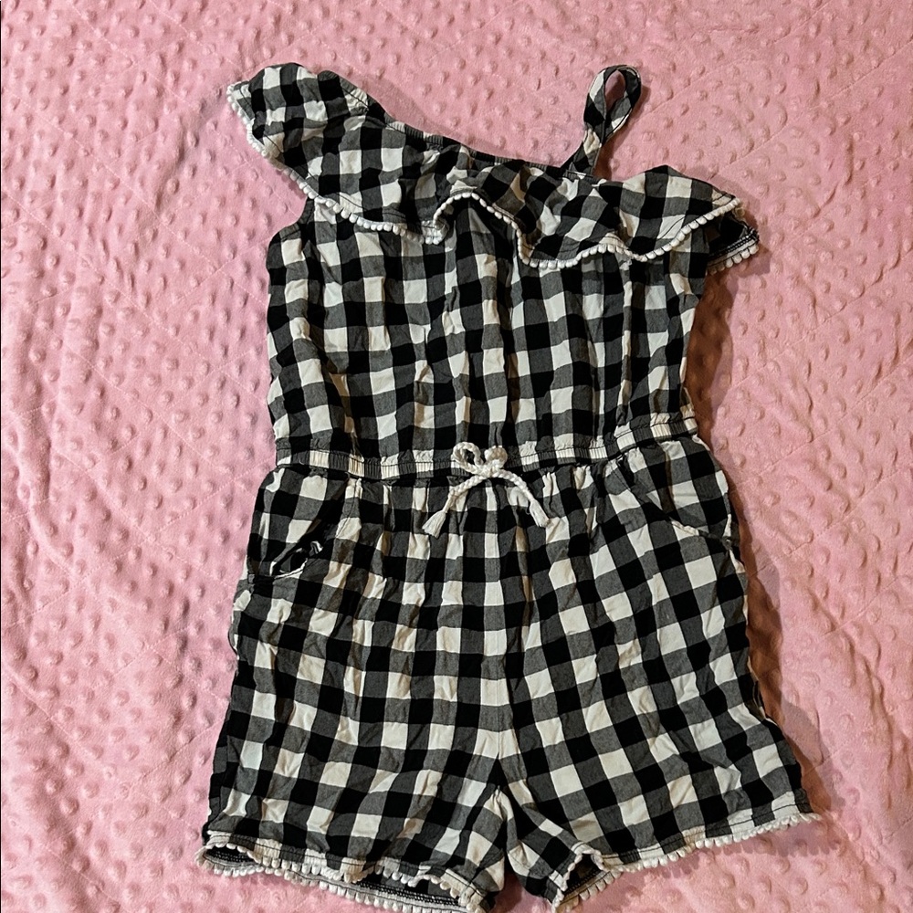 Wonder Nation Black and White Plaid Kids Romper